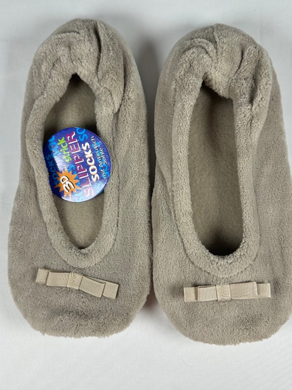 Fleece Ballet Slipper Socks Anti-Slip Non-Skid Sole Tan Women's Size 11 New